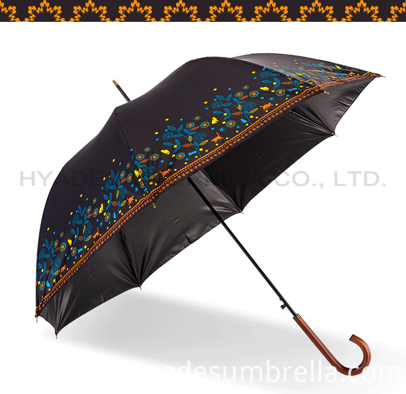 Womens Flower Print Auto ouvert parapluie droit Womens Flower Print Auto Open Straight Umbrella
